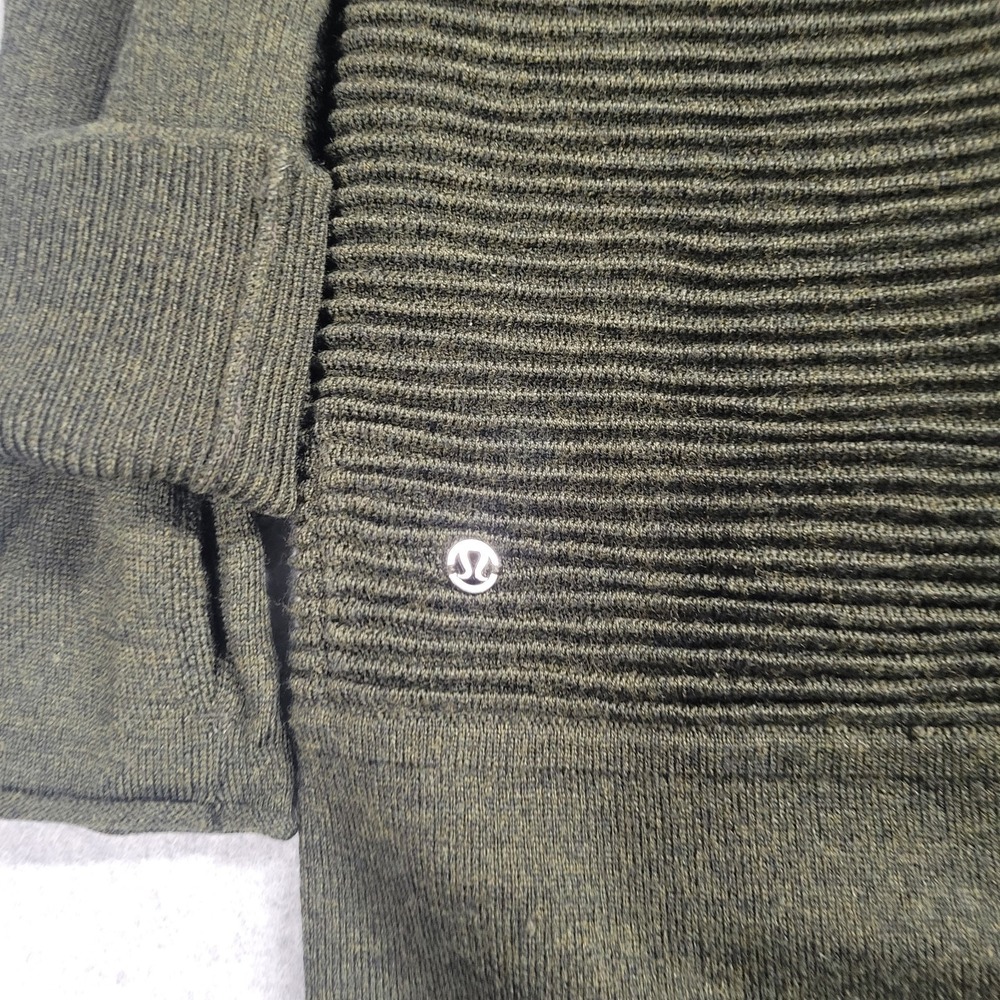 Lululemon Sit In Lotus Wrap II Merino Wool Open Cardigan Sweater Womens 12 Green - Picture 9 of 10